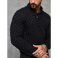 Men's Casual Round Neck Long Sleeve Textured Ribbed Pullover Sweater